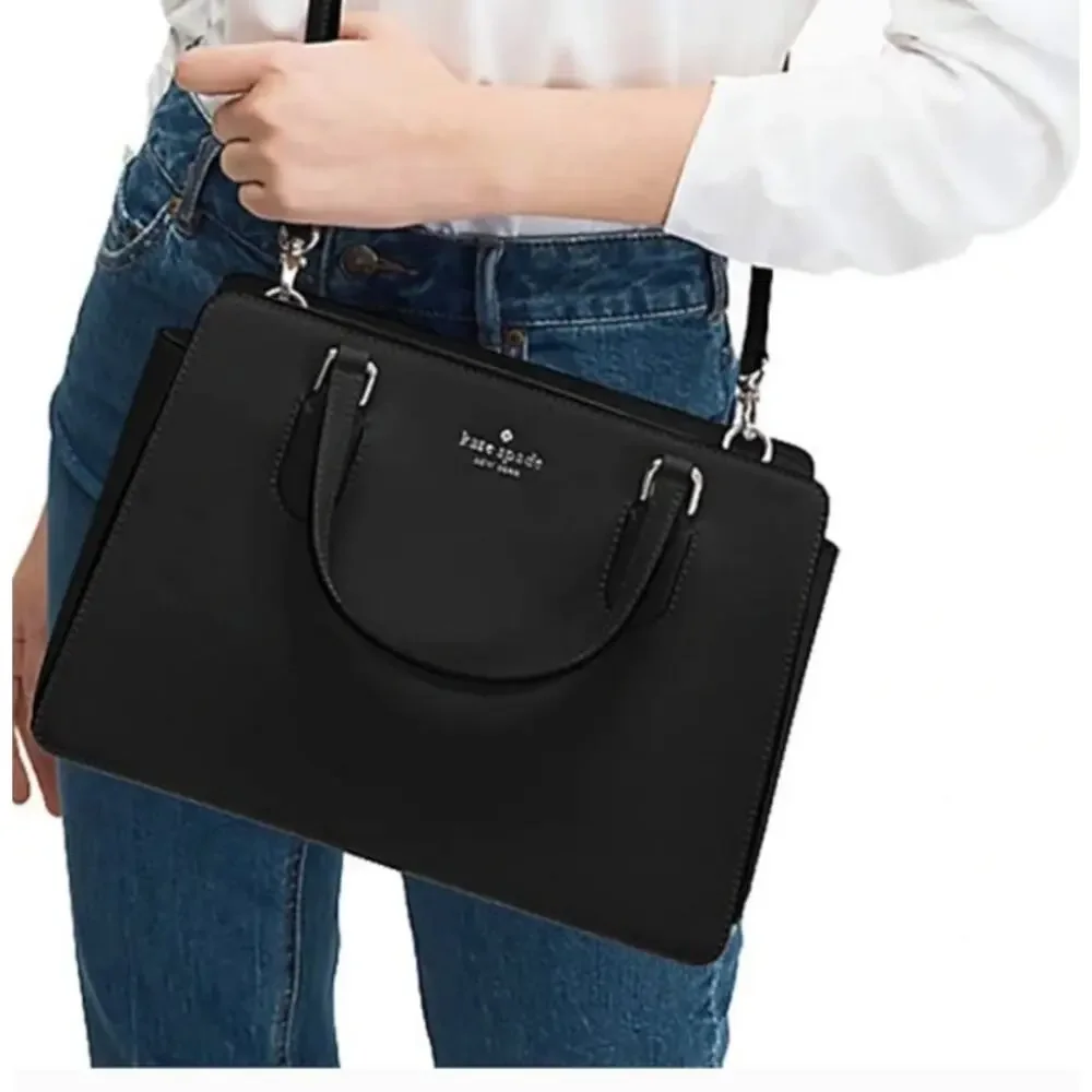 Kate Spade Reese Satchel Black Leather Purse Handbag Crossbody Laurel Way Bag